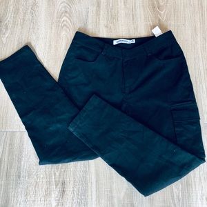 Black Cropped skinny Cargo Pants